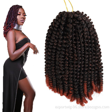 Spring Twist Crochet Hair Extensions Spring Braiding Hair Ombre Color Green Pink Blue 8inches Synthetic Fiber Spring Twists